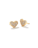 Kendra Scott Ari Gold Pavé Crystal Heart Earrings White Crystal