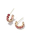 Kendra Scott Cailin Gold Crystal Huggie Earrings in Burgundy Crystal