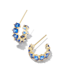 Kendra Scott Cailin Gold Crystal Huggie Earrings in Blue Crystal