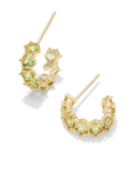 Kendra Scott Cailin Gold Crystal Huggie Earrings Green Peridot Crystal