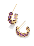 Kendra Scott Cailin Gold Crystal Huggie Earrings Purple Crystal