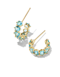 Kendra Scott Cailin Gold Crystal Huggie Earrings Aqua Crysta