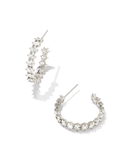 Kendra Scott Cailin Silver Crystal Hoop Earrings White Crystal