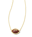 Kendra Scott Football Gold Short Pendant Necklace Orange Goldstone