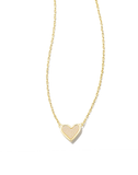 Kendra Scott Framed Ari Heart Gold Short Pendant Necklace Iridescent Drusy