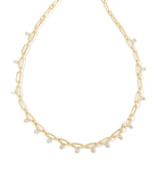Kendra Scott Lindy Gold Crystal Chain Necklace White Crystal