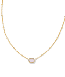 Kendra Scott Mini Elisa Gold Satellite Short Pendant Necklace Pink Opalite Crystal
