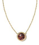 Kendra Scott Basketball Gold Short Pendant Necklace Orange Goldstone