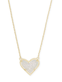 Kendra Scott Ari Heart Pendant Necklace Gold Iridescent Drusy