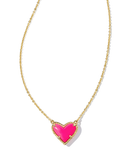 Kendra Scott Ari Heart Gold Pendant Necklace Neon Pink Magnesite