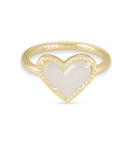 Kendra Scott Ari Heart Gold Band Ring Iridescent Drusy