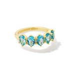 Kendra Scott Cailin Gold Crystal Band Ring Aqua Crystal