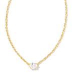 Kendra Scott Cailin Gold Pendant Necklace White Crystal