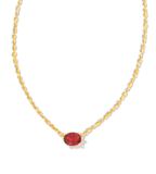 Kendra Scott Cailin Gold Pendant Necklace Burgundy Crystal