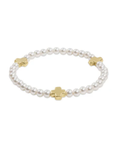 E Newton Signature Cross Pearl 4mm Gold