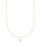 Kendra Scott 14K Gold Cross Necklace White Diamond