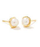 Kendra Scott 18K Gold Davie Pearl Stud Earrings Vermeil White Pearl