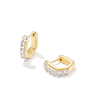 Kendra Scott 18K Gold Davie Huggie Earrings Vermeil White Topaz