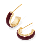 Kendra Scott Ainsley Gold Huggie Earrings Burgundy Enamel