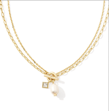 Kendra Scott Eve Gold Chain Multi Strand Necklace White Pearl