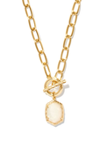 Kendra Scott Daphne Gold Link and Chain Necklace in Ivory Mother of Pearl