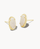 Kendra Scott Grayson Gold Stud Earrings Iridescent Drusy