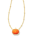 Kendra Scott Pumpkin Short Pendant Necklace Gold Orange Mother of Pearl