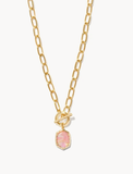 Kendra Scott Daphne Convertible Gold Link and Chain Necklace Light Pink Iridescent Abalone