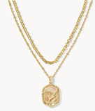 Kendra Scott Daphne Gold Coral Frame Multi Strand Necklace in Iridescent Abalone