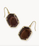 Kendra Scott Daphne Gold Pave Frame Drop Earrings Smoky Quartz