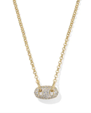 Kendra Scott Bailey Gold Pave Short Pendant Necklace White Crystal