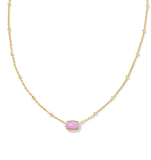 Kendra Scott Mini Elisa Gold Enamel Frame Short Pendant Necklace Gold Fuchsia Magnesite