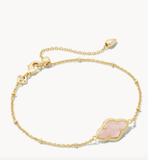 Kendra Scott Abbie Gold Satellite Chain Bracelet Rose Quartz