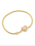Kendra Scott Ari Heart Gold Stretch Bracelet Gold Rose Quartz