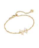 Kendra Scott Blair Gold Bow Small Delicate Chain Bracelet Iridescent Drusy