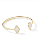 Kendra Scott Abbie Gold Pave Frame Cuff Bracelet Ivory Mother of Pearl