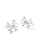 Kendra Scott Blair Silver Bow Small Stud Earrings Iridescent Drusy