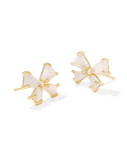 Kendra Scott Blair Gold Bow Small Stud Earrings Iridescent Drusy
