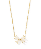 Kendra Scott Blair Gold Bow Small Short Pendant Necklace Iridescent Drusy