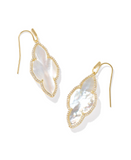 Kendra Scott Abbie Gold Pave Frame Drop Earrings Ivory Mother of Pearl