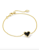 Kendra Scott Ari Heart Gold Delicate Chain Bracelet Black Drusy