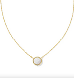 Kendra Scott Volleyball Gold Short Pendant Necklace in White Mother-of-Pearl