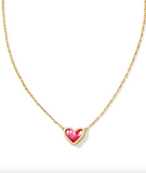 Kendra Scott Framed Ari Heart Gold Short Pendant Necklace Azalea Illusion