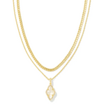 Kendra Scott Abbie Gold Pave Frame Multi Strand Necklace Ivory Mother of Pearl