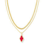 Kendra Scott Abbie Gold Pave Frame Multi Strand Necklace Cranberry Illusion
