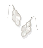 Kendra Scott Abbie Silver Pave Frame Drop Earrings Ivory Mother-of-Pearl
