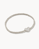 Kendra Scott Ari Silver Pave Heart Stretch Bracelet White Crystal