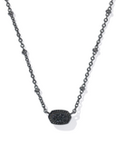 Kendra Scott Mini Elisa Gunmetal Satellite Short Pendant Necklace Black Drusy