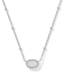 Kendra Scott Mini Elisa Silver Satellite Short Pendant Necklace Iridescent Drusy