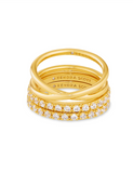 Kendra Scott Livy Gold Ring Set of 3 White Crystal